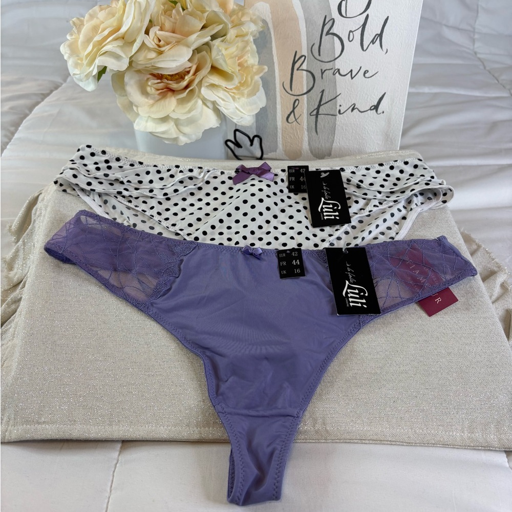 A La Folio Luli Lingerie Women’s Thong and Bikini Panties Set Luxury Intimates - Picture 16 of 16